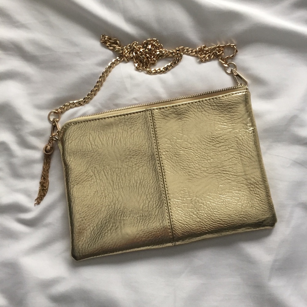 Gold Clutch w detachable strap